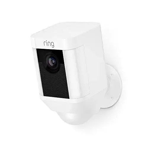 Ring Spotlight Cam Battery HD Security Camera with Built Two-Way Talk and a Siren Alarm, White,...