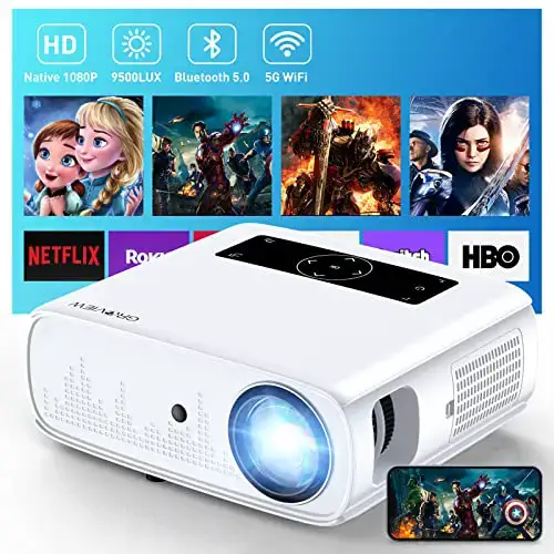 Projector with WiFi and Bluetooth, GROVIEW 9500L Native 1080P Projector, 300'' Full HD Movie...