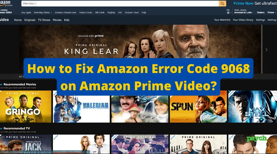 Amazon Error Code 9068 on Amazon Prime Video