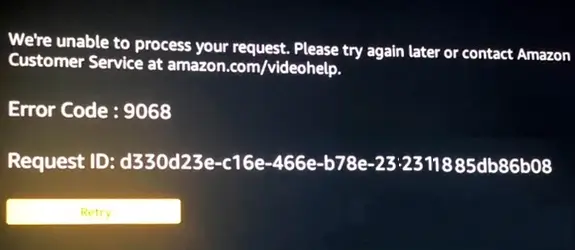 Amazon Error Code 9068