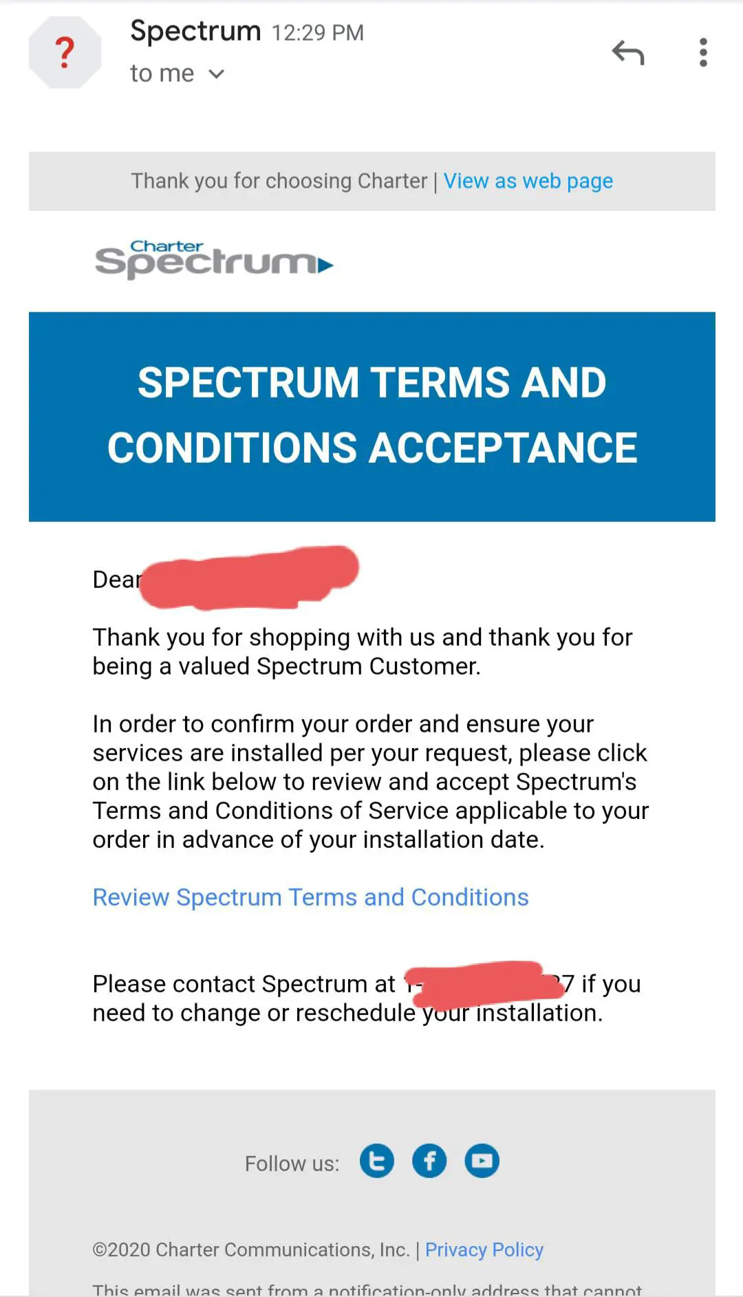 Spectrum Accept Terms And Conditions