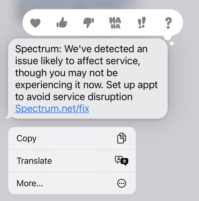 Spectrum Detected an Issue