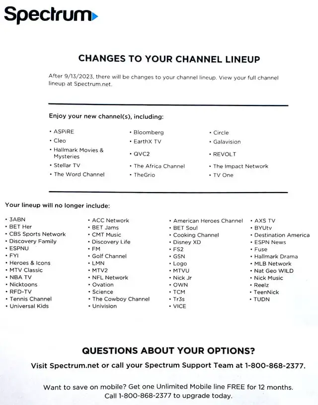 Spectrum Digi Tier 1 Channels
