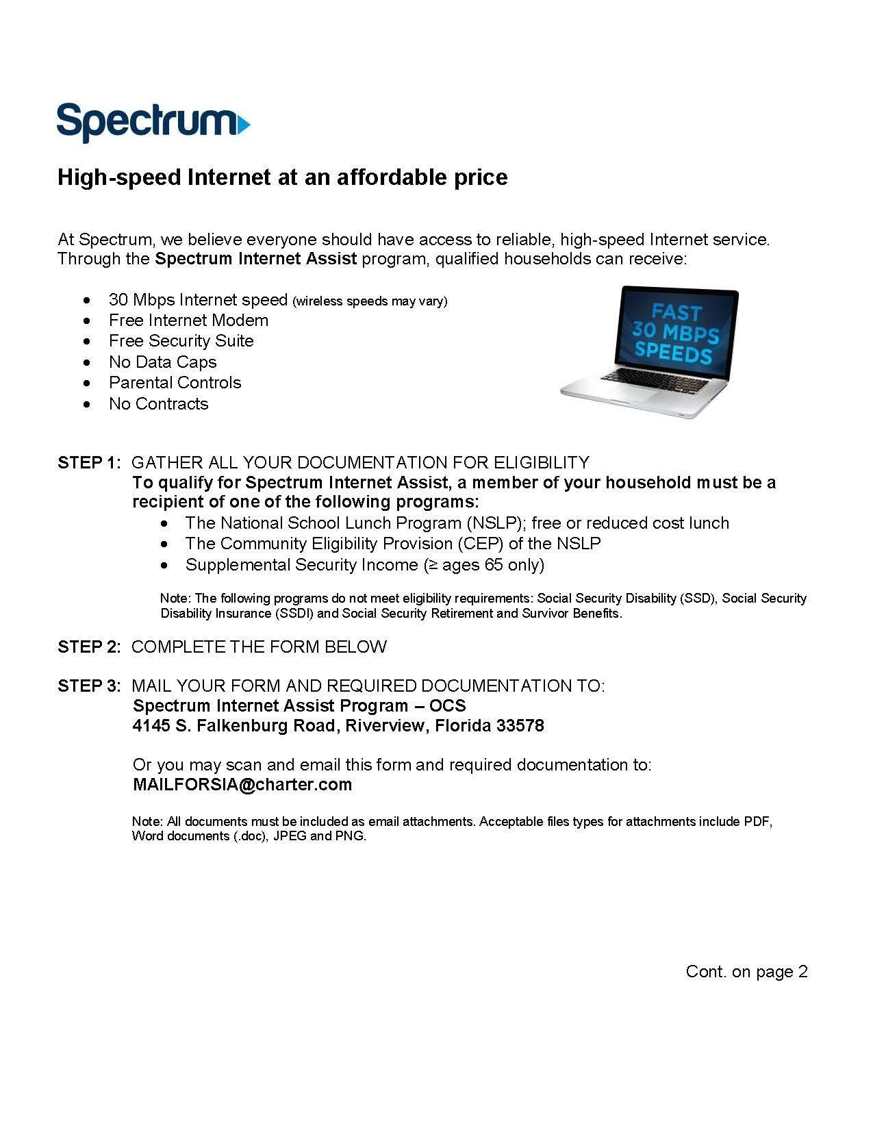 What is the Spectrum Internet Assist Program